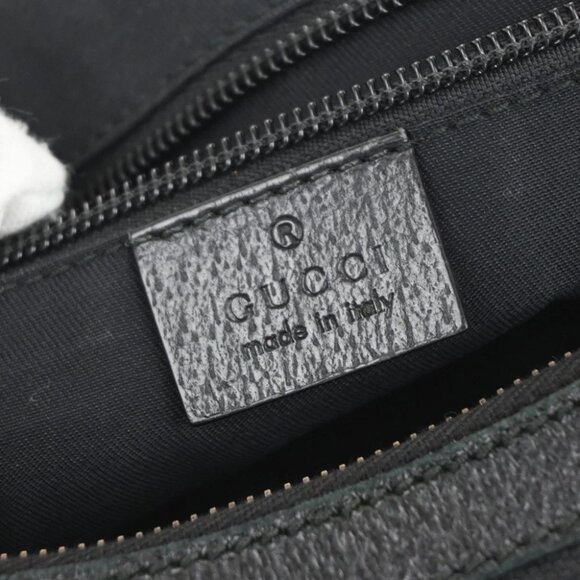 GUCCI Logo GG Pattern Sherry Shoulder Bag Canvas Leather Black Italy - Picture 14 of 16